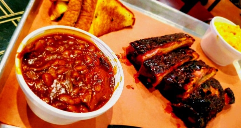 Baked Beans and Ribs at The Smoke Pit