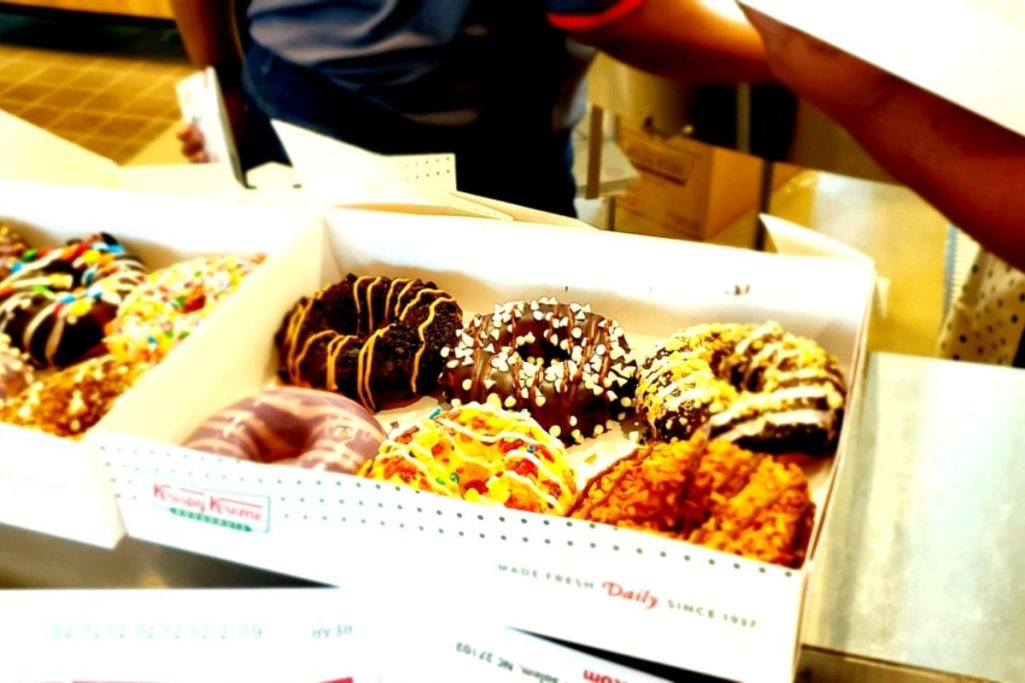 box of Krispy Kreme doughnuts