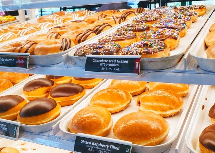 Doughnut case at Krispy Kreme