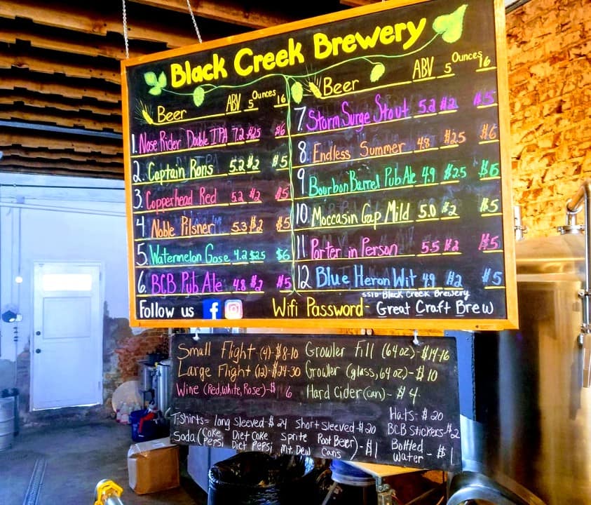 Beer variety's at Black Creek Brewery