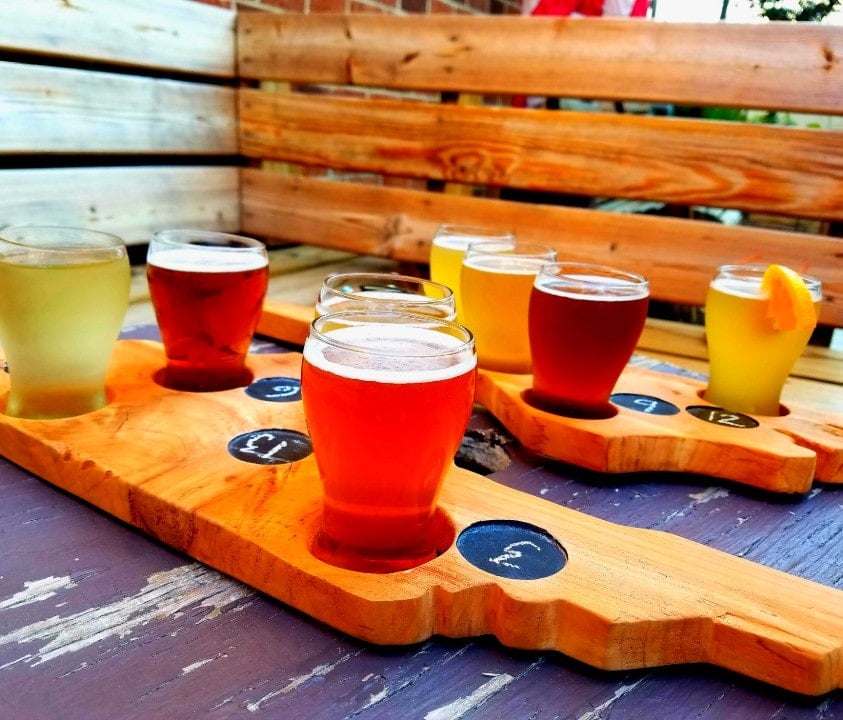 Flights of beer from Black Creek Brewery, Roxboro, NC