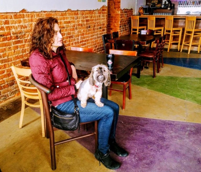 Kristen and her dog Cookie at Black Creek Brewery