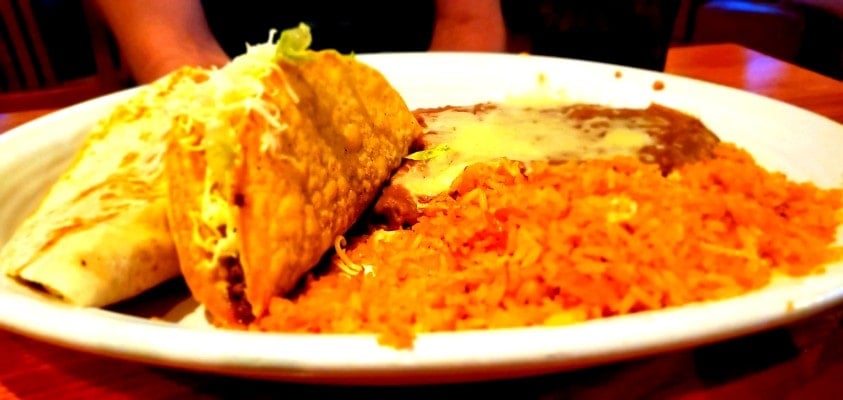 Beef Taco and Chicken Quesadilla from La Cocina
