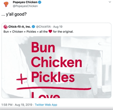 Popeye's New Chicken Sandwich Tweet