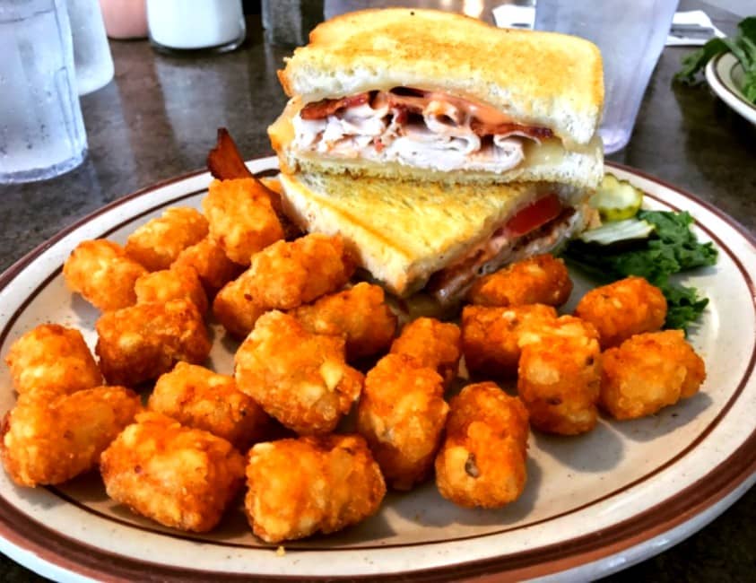 Sandwich and Tator Tots at Angie's Restaurant in Logan, Utah a local favorite