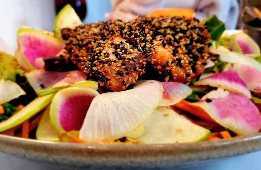 Seared Salmon Salad Koan Asian Cuisine in Cary, NC