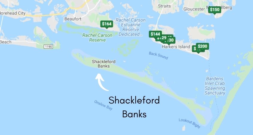 Shackleford Banks Map and Places To Stay NC
