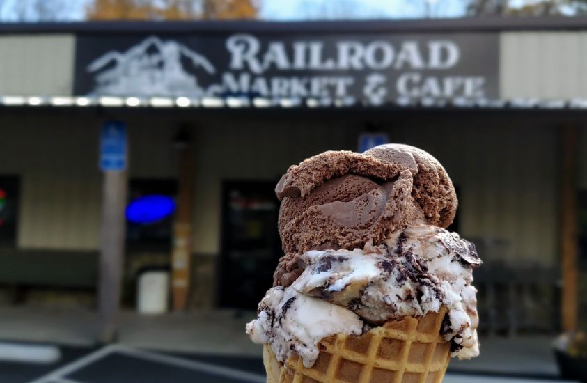 Ice cream cone from Railroad Market & Cafe by Grayson Highlands in Virginia