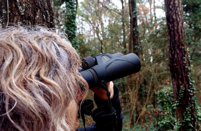 Kristen using the Nikon Prostaff Birding Binoculars