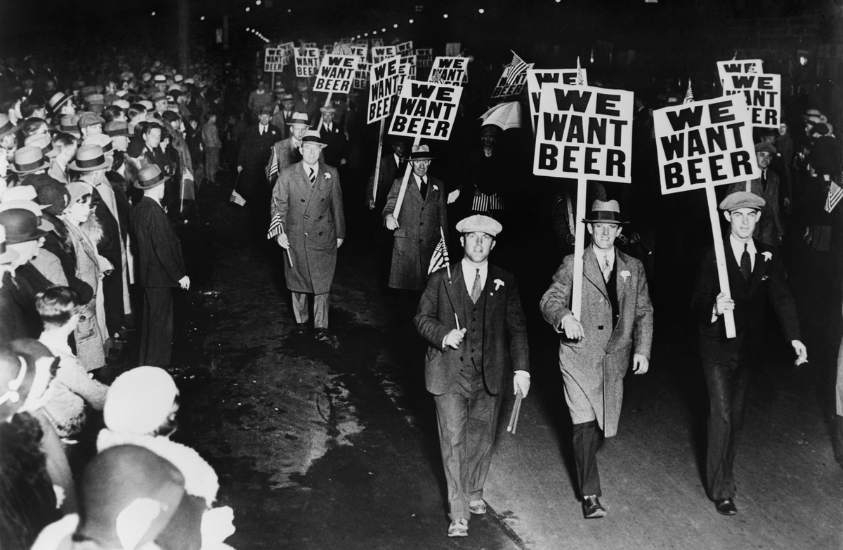People marching during the prohibition era.