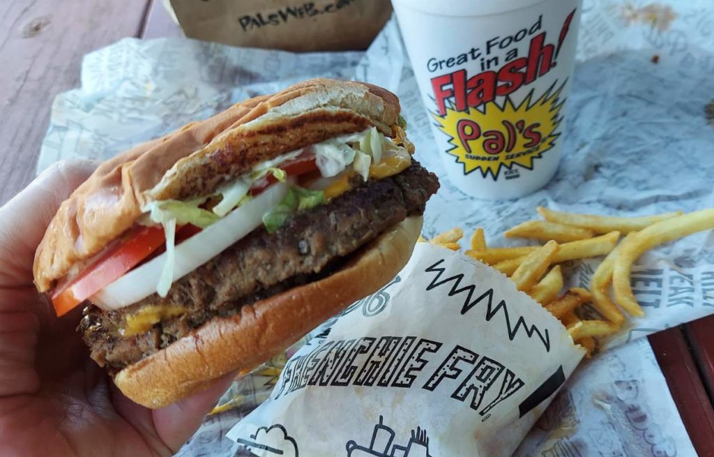 Hamburger and fries from Pal's Sudden Service in Abingdon, Virginia