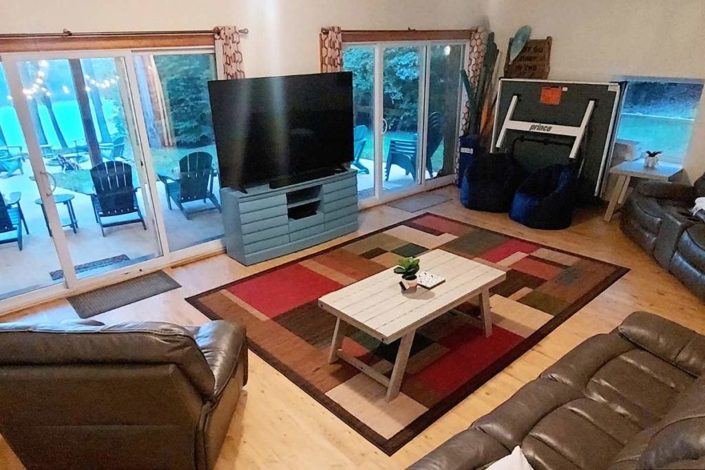 Game room at Mayo Lakehouse Airbnb in NC.